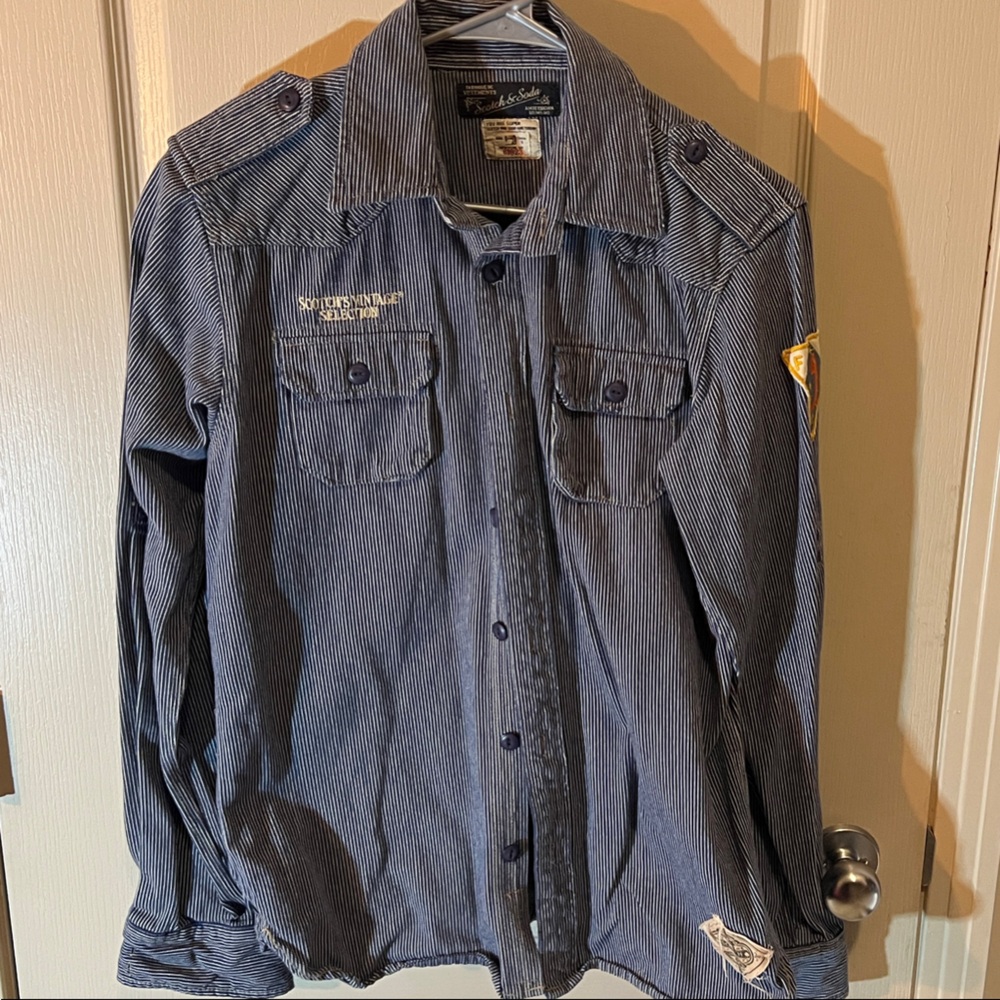 Scotch & Soda Blue Striped Button Down Shirt
